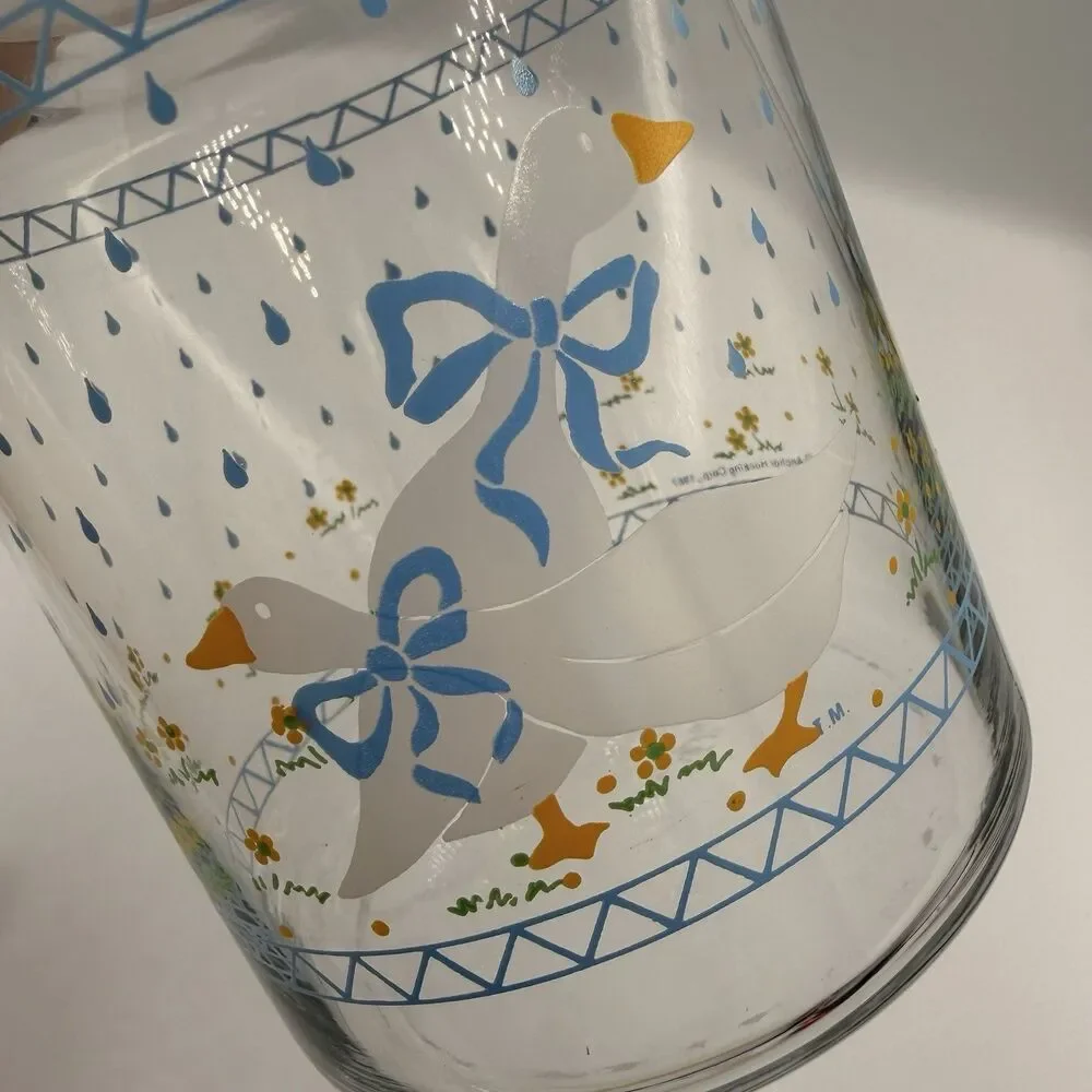 Vintage Anchor Hocking Country Geese Glass Canister w/Lid 7